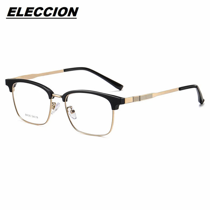 Eleccion Unisex Full Rim Square Titanium Acetate Eyeglasses 9035 Full Rim Eleccion Gold CHINA