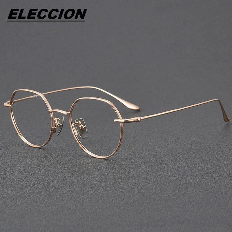 Eleccion Women's Full Rim Flat Top Oval Titanium Eyeglasses 424176 Full Rim Eleccion Rose Gold CHINA