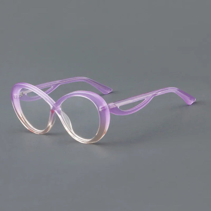 CCspace Unisex Full Rim Oval Cat Eye Acetate Eyeglasses 30793 Full Rim CCSpace PurpleTea  