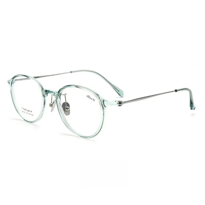 Yimaruili Unisex Full Rim Round Tr 90 Titanium Eyeglasses 7g L9108y Full Rim Yimaruili Eyeglasses Transparent Green  