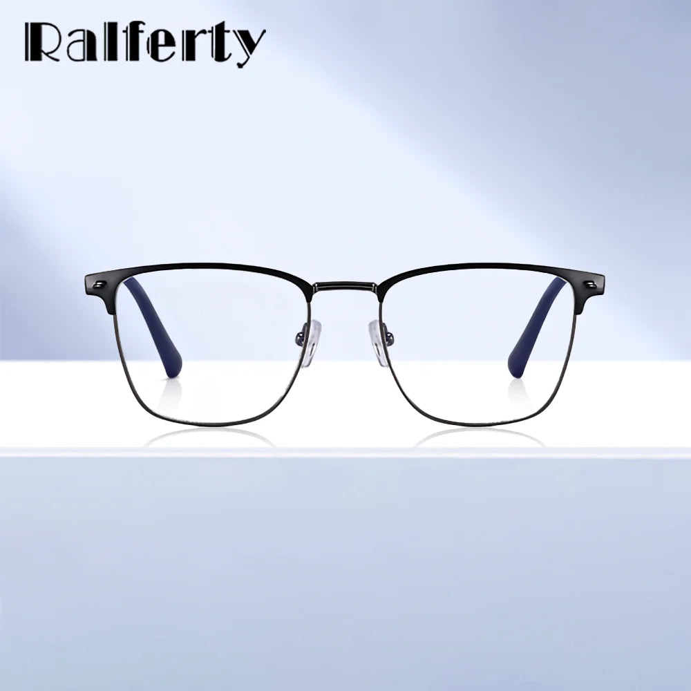 Ralferty Men's Full Rim Square Tr 90 Alloy Eyeglasses 891703