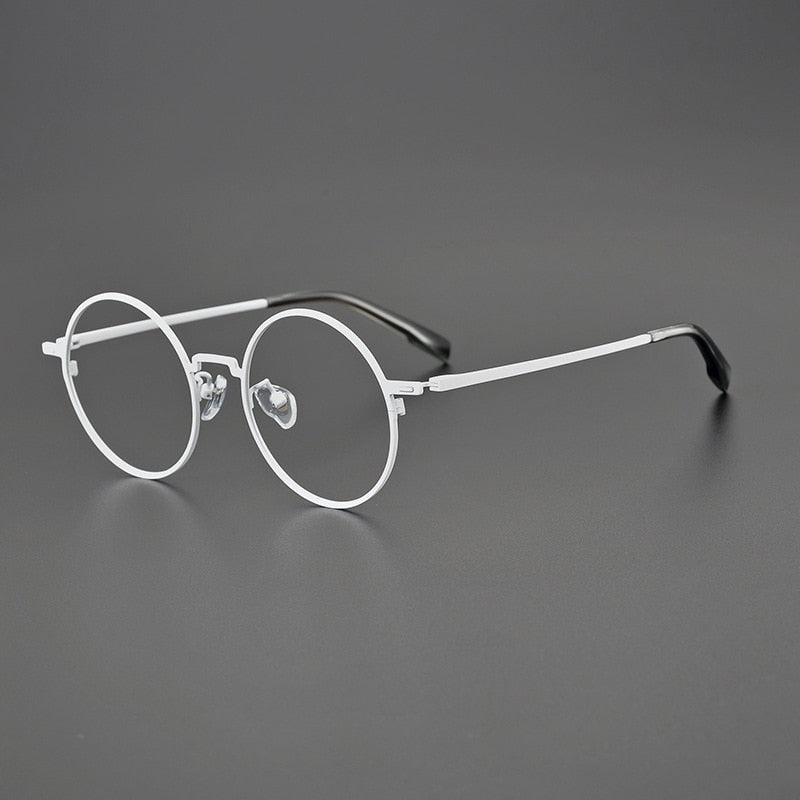 Gatenac Unisex Full Rim Round Titanium Eyeglasses Gxyj1116 Full Rim Gatenac White  