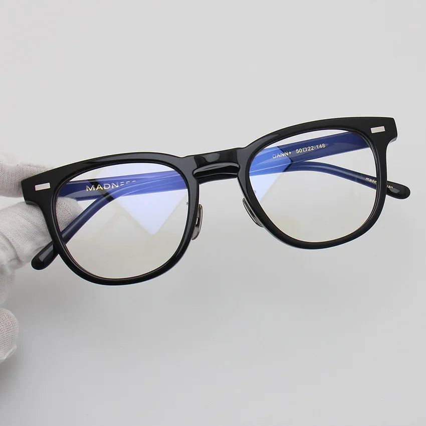 Black Mask Unisex Full Rim Square Acetate Titanium Eyeglasses 94142