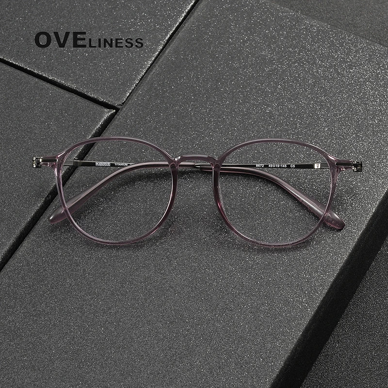 Oveliness Women's Full Rim Round Titanium Ultem Eyeglasses 8672 Full Rim Oveliness   