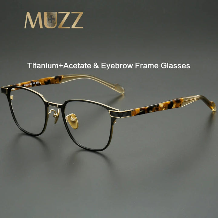 Muzz 0073 men's square IP titanium prescription eyeglasses