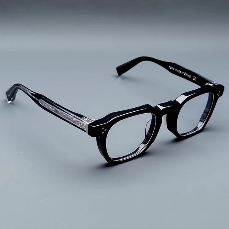 Black Mask Unisex Full Rim Square Thick Acetate Eyeglasses 62527