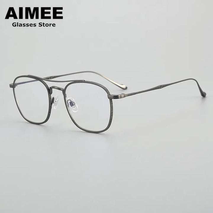 Aimee Unisex Full Rim Square Double Bridge Titanium Eyeglasses 195925