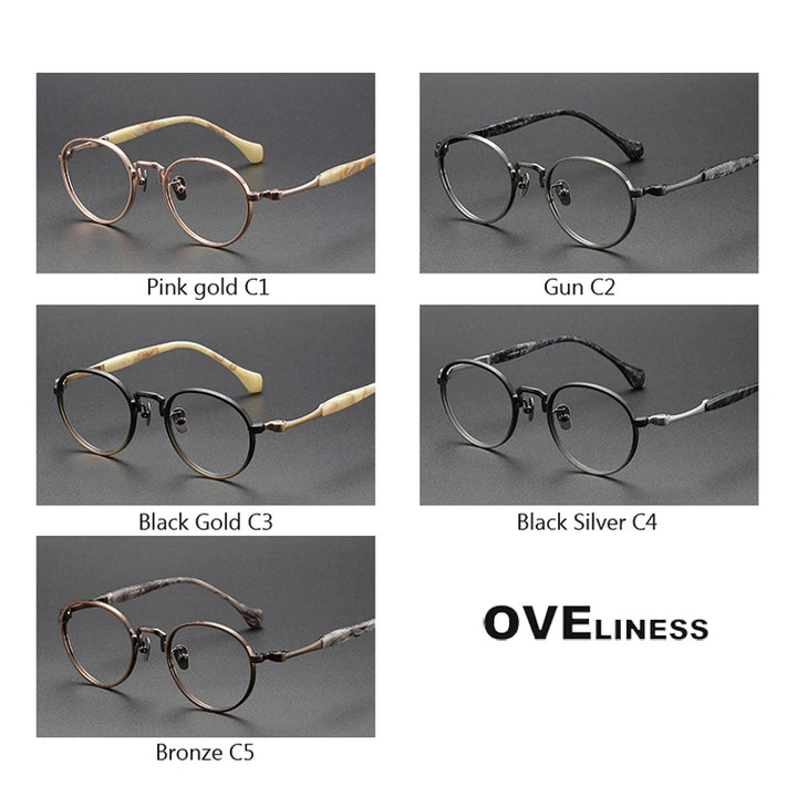 Oveliness Unisex Full Rim Round Titanium Eyeglasses O80867 Full Rim Oveliness   