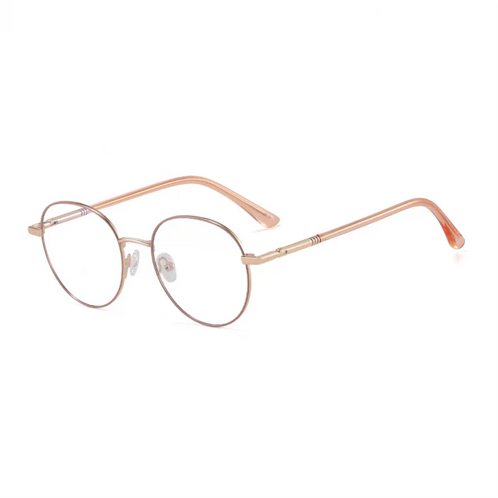 Ralferty Women's Full Rim Round Alloy Eyeglasses R83604 Full Rim Ralferty C6 Khaki CHINA 