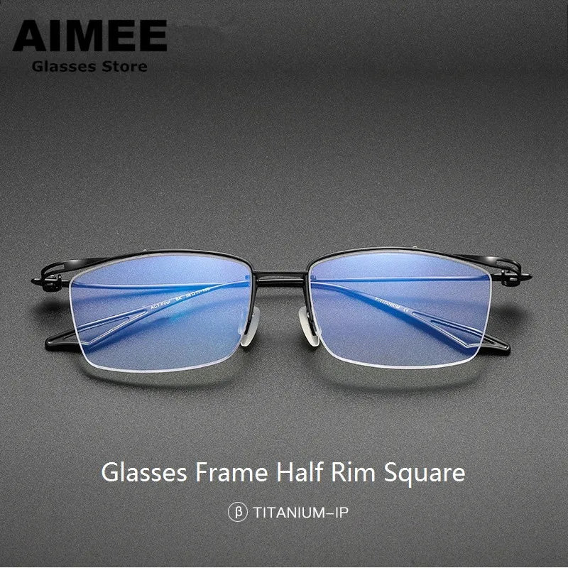 Aimee Unisex Semi Rim Square Titanium Eyeglasses 1756 Semi Rim Aimee   