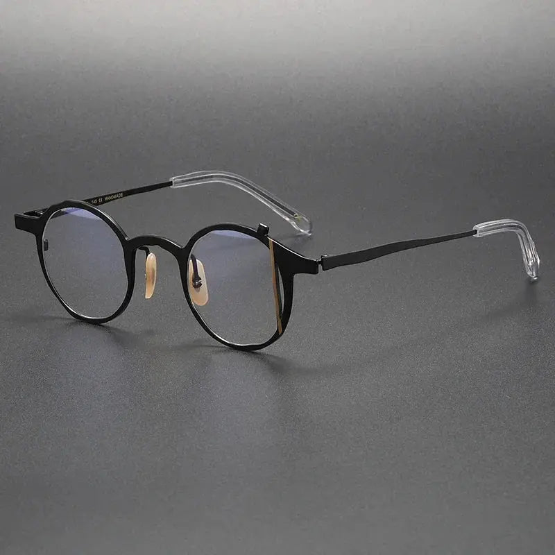 Aror Unisex Full Rim Irregular Round Titanium Eyeglasses 49476.
