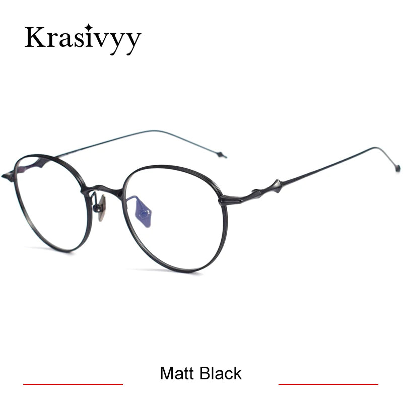 Krasivyy Unisex Full Rim Square Titanium Eyeglasses 14618 Full Rim Krasivyy Matt Black  