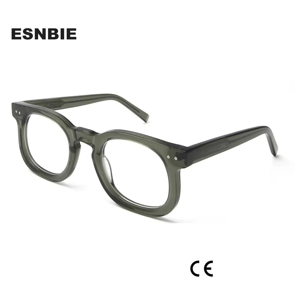 Esnbie Unisex Full Rim Square Oval Acetate Eyeglasses 23035 Full Rim Esnbie   