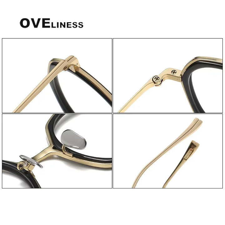 Oveliness Unisex Full Rim Polygon Titanium Acetate Eyeglasses 21135 Full Rim Oveliness   