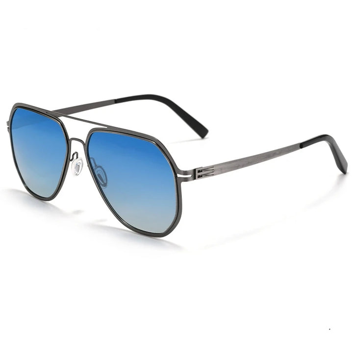 Yimaruili Men's Full Rim Oval Double Bridge Alloy Sunglasses 639688