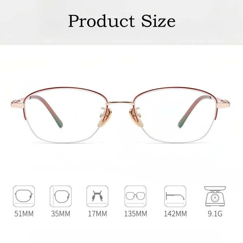 Yimaruili Women's Semi Rim Alloy Eyeglasses 6117 Semi Rim Yimaruili Eyeglasses