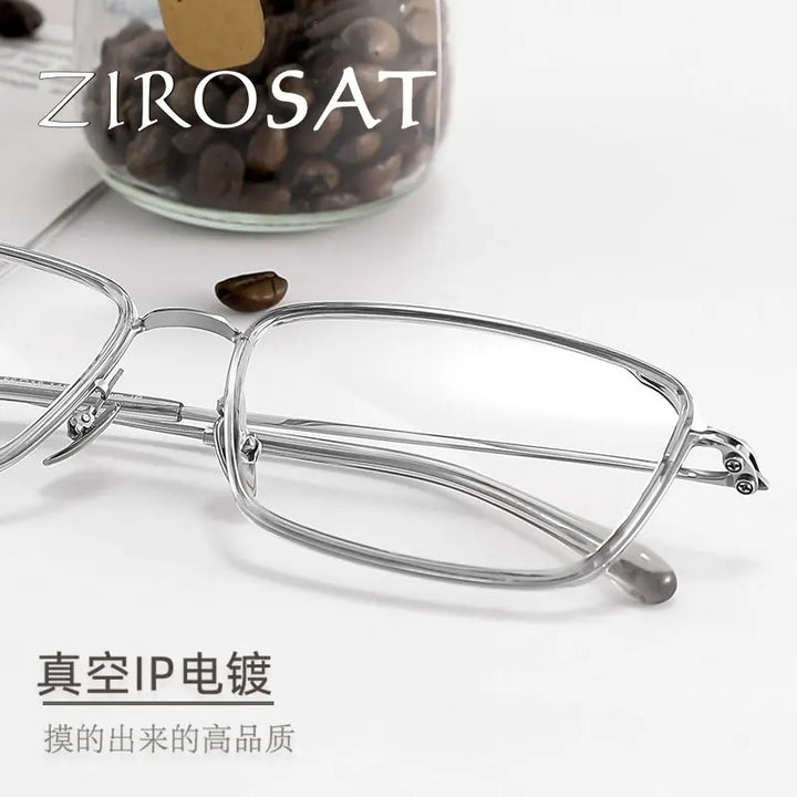 Zirosat Unisex Full Rim Square Titanium Acetate Eyeglasses 2802