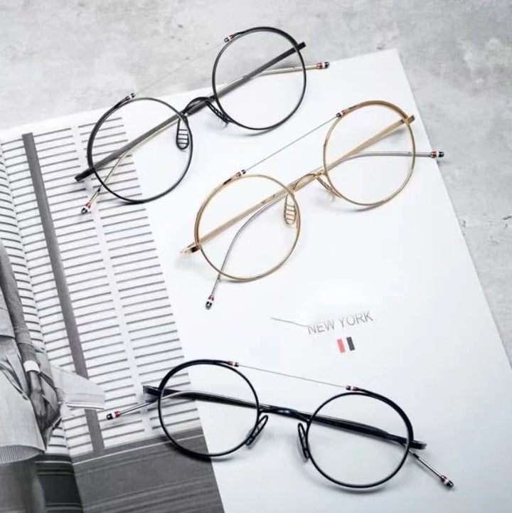 Bobbie Unisex Full Rim Round Double Bridge Titanium Eyeglasses 910910