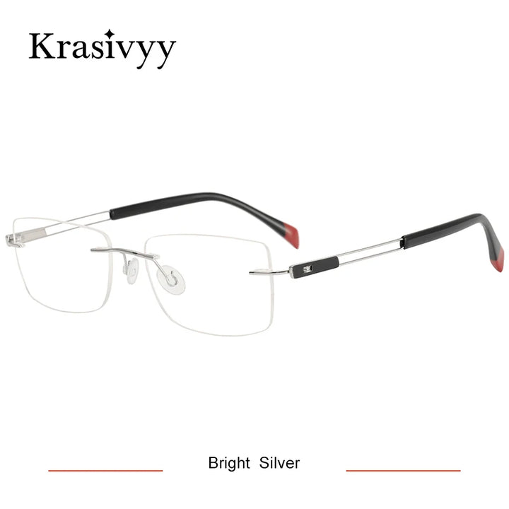 Krasivyy Unisex Rimless Square Screwless Titanium Eyeglasses 5006 Rimless Krasivyy Bright Silver  