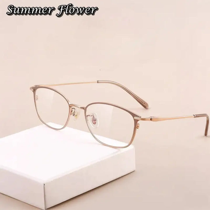 Summer Flower Women's Full Rim Square Oval Titanium Eyeglasses 70224