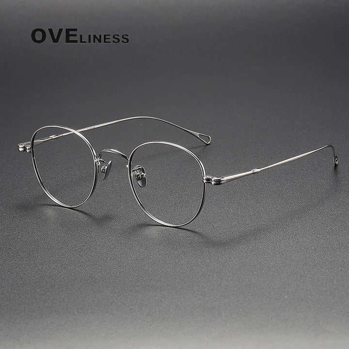 Oveliness Unisex Full Rim Round Titanium Eyeglasses M003 Full Rim Oveliness silver  