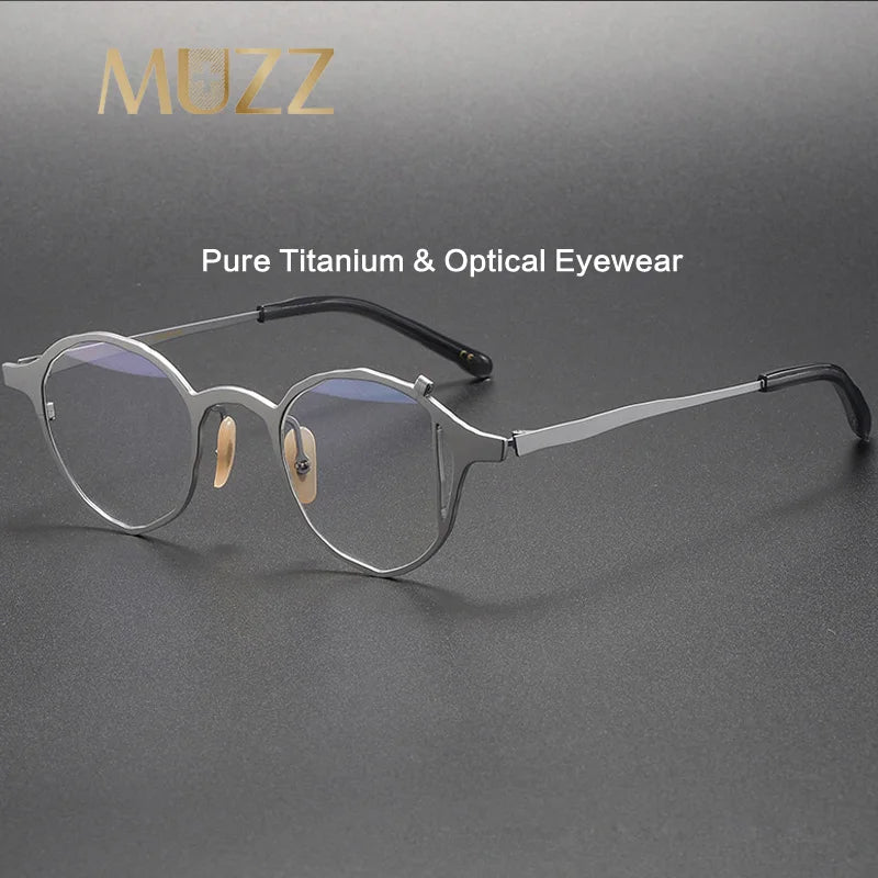 Muzz Men's Full Rim Small Oval Square Titanium Eyeglasses M0074 Full Rim Muzz   