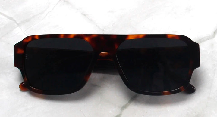 Esnbie Unisex Full Rim Flat Top Polygon Acetate Sunglasses 241501