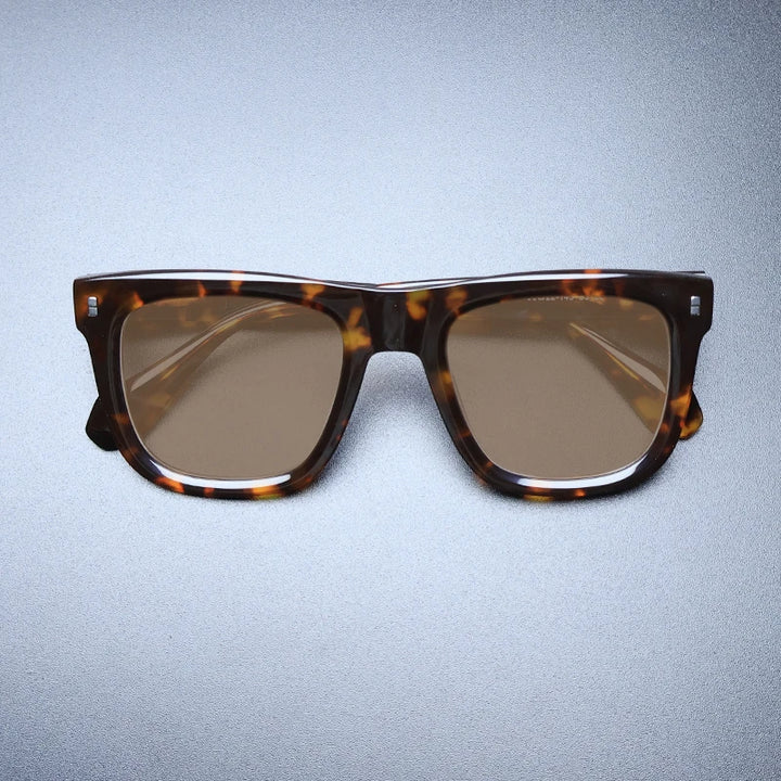 Gatenac Unisex Full Rim Big Square Acetate Polarized Sunglasses M007 Sunglasses Gatenac Tortoiseshell Brown  