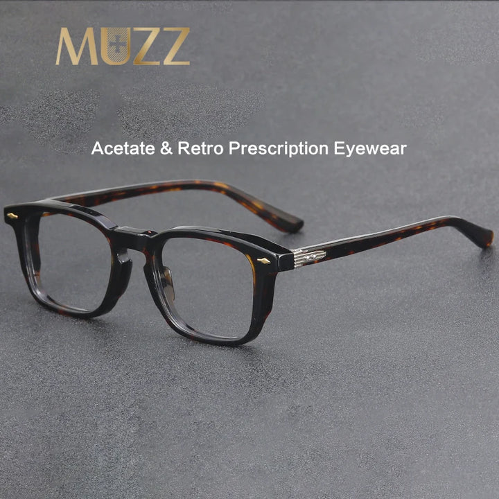 Muzz Men's Full Rim Square Thick Acetate Eyeglasses 98625 Full Rim Muzz   