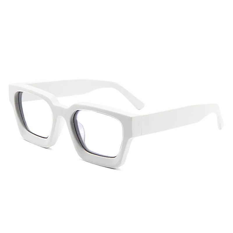 Brightzone Unisex Full Rim Square Thick Acetate Eyeglasses 5437 Full Rim Brightzone C7 Solid White  