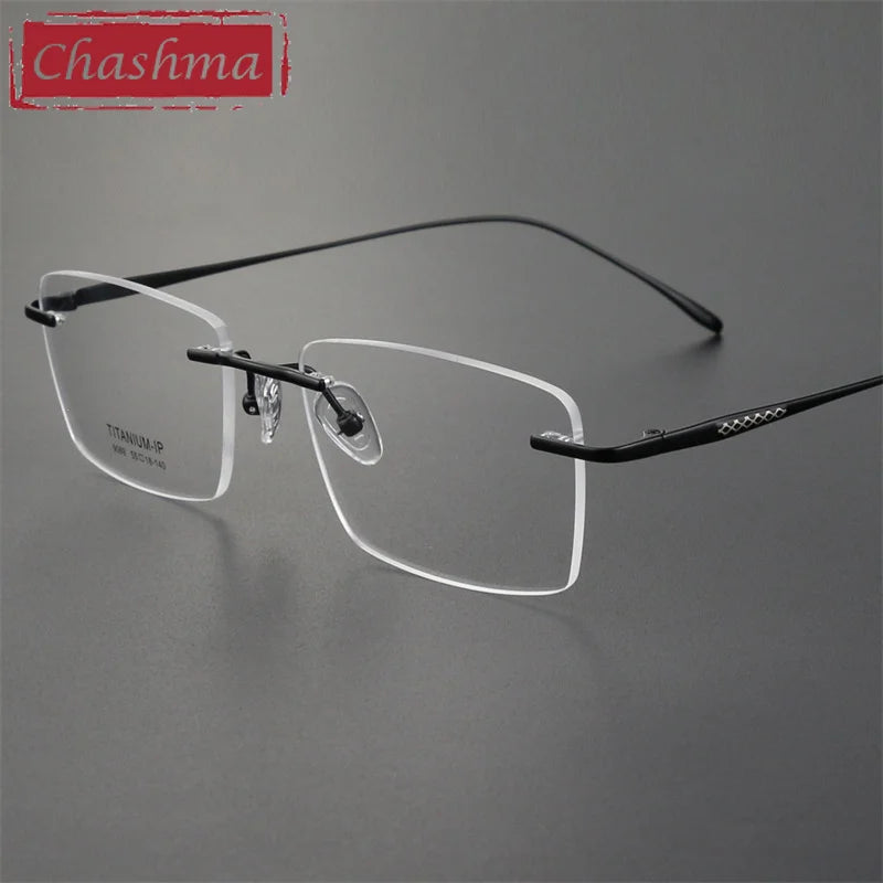 Chashma Ottica Men's Rimless Square Titanium Eyeglasses 9069 Rimless Chashma Ottica   