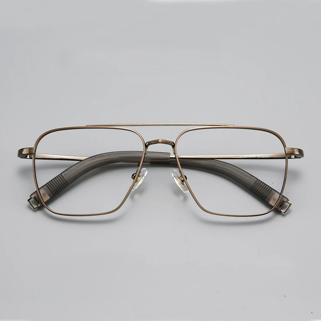 Black Mask Men's Full Rim Square Double Bridge Titanium Eyeglasses 365004