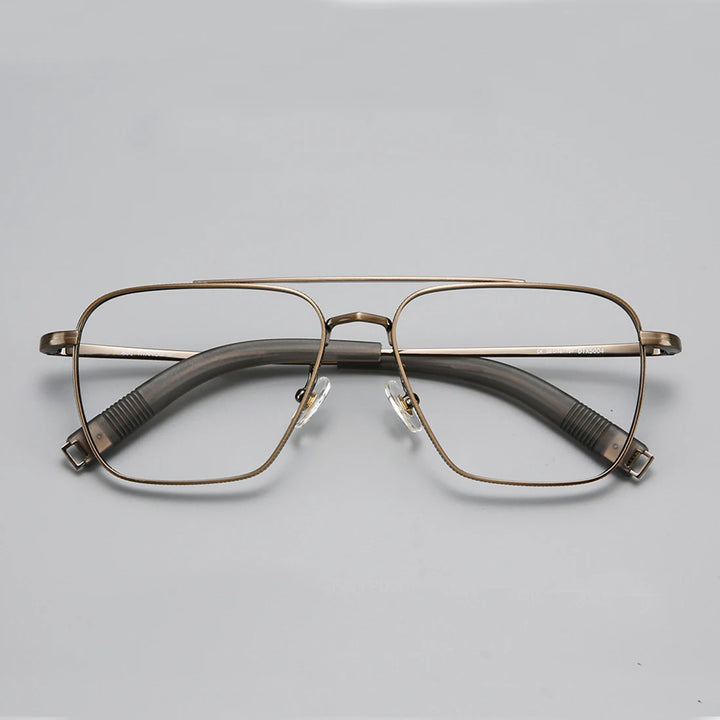 Black Mask Men's Full Rim Square Double Bridge Titanium Eyeglasses 365004