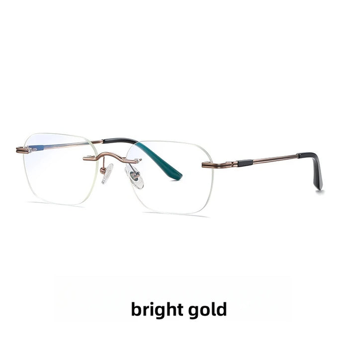KatKani Unisex Rimless Square Titanium Eyeglasses Pt901 Rimless KatKani Eyeglasses bright gold  