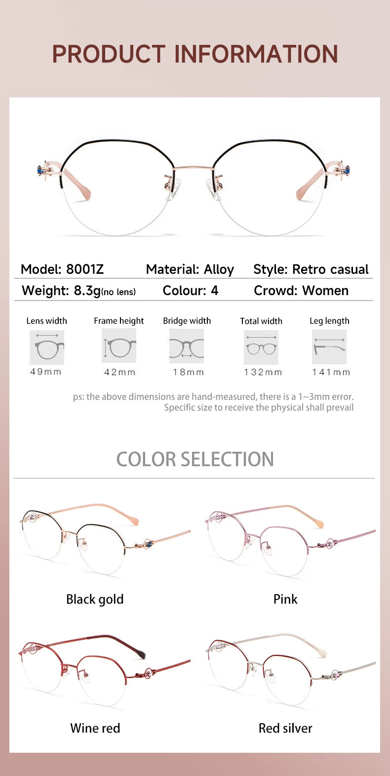 Vicky Women's Semi Rim Flat Top Oval Alloy Reading Glasses 318001