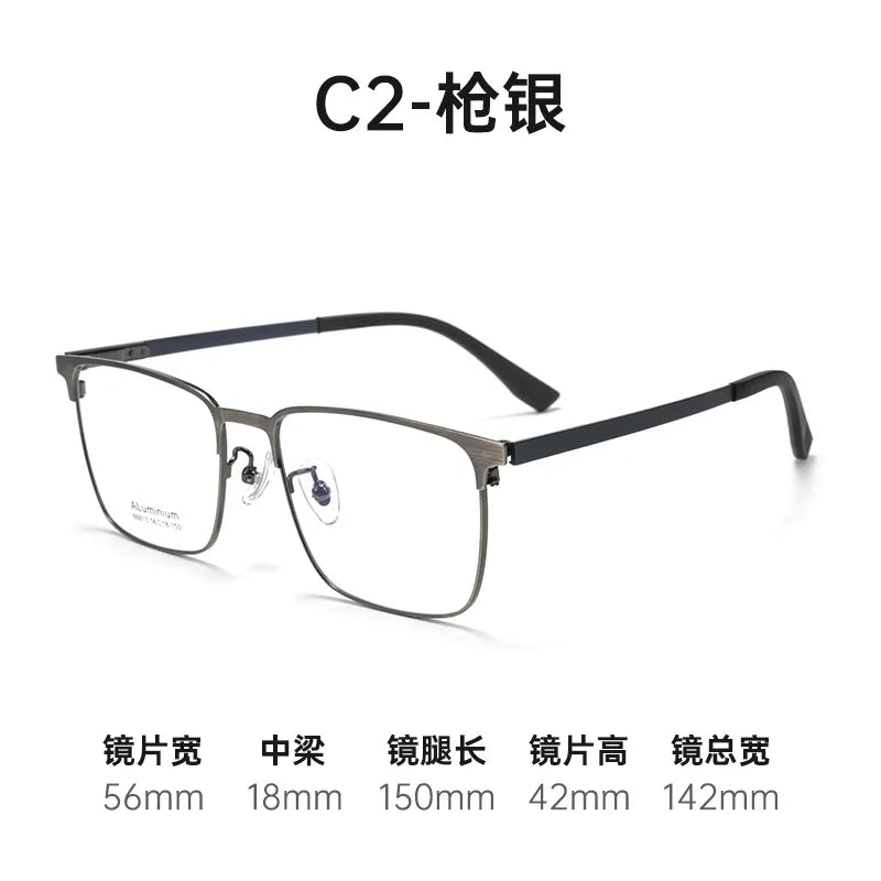 Bclear Men's Full Rim Square Aluminum Magnesium Eyeglasses 668139