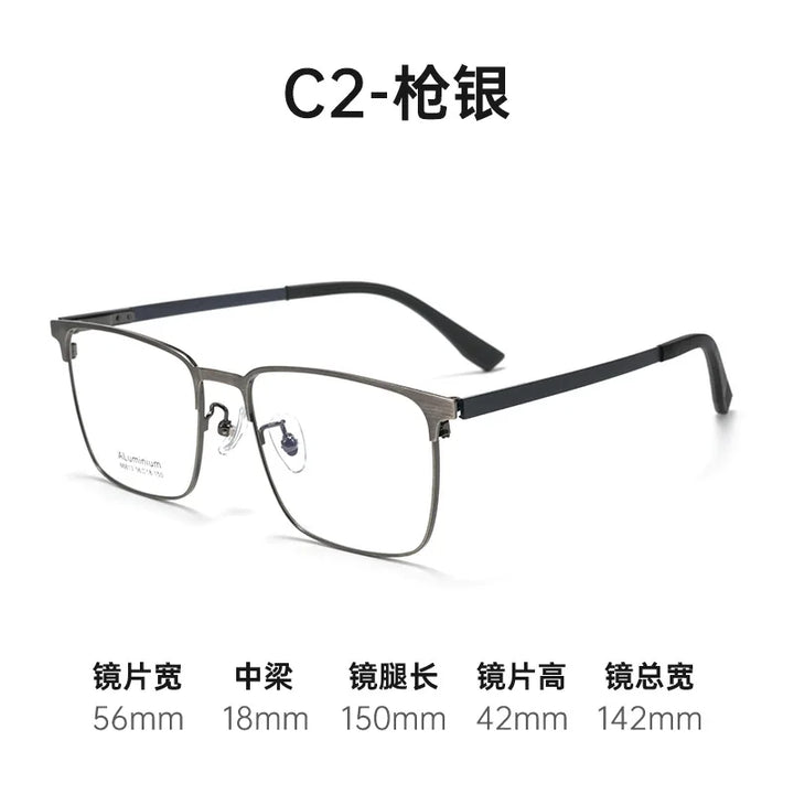 Bclear Men's Full Rim Square Aluminum Magnesium Eyeglasses 668139