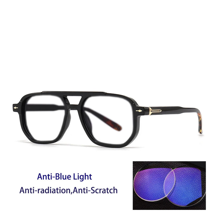 Kocolior Unisex Full Rim Square Double Bridge Tr 90 Photochromic Reading Glasses 60904