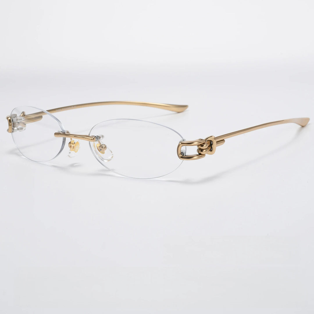 Yimaruili Unisex Rimless Oval Pure Titanium Eyeglasses 0670WK — view 3 | Yimaruili at FuzWeb
