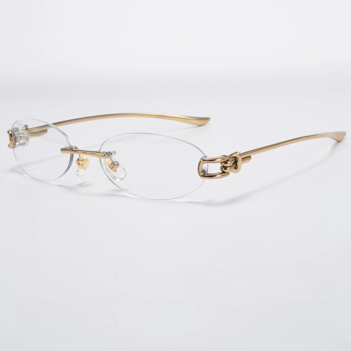 Yimaruili Unisex Rimless Oval Pure Titanium Eyeglasses 0670WK — view 3 | Yimaruili at FuzWeb