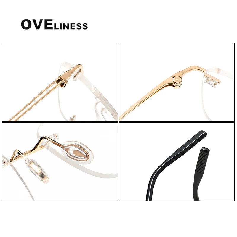 Oveliness Unisex Rimless Rectangle Titanium Eyeglasses O80960 Full Rim Oveliness   