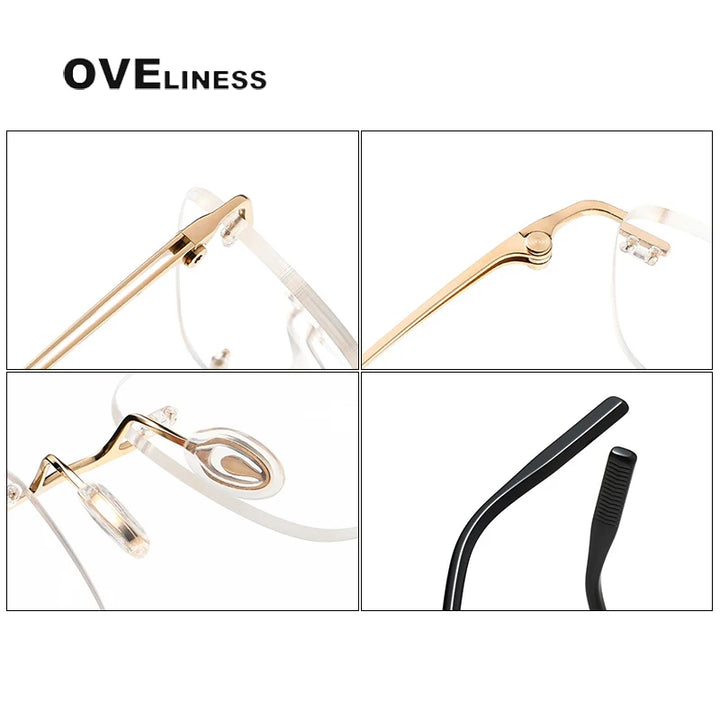 Oveliness Unisex Rimless Rectangle Titanium Eyeglasses O80960 Full Rim Oveliness   