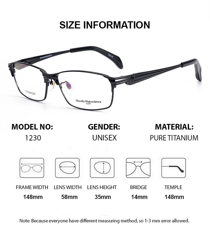 Summer Flower Unisex Full Rim Polygon Square Titanium Eyeglasses 81230 Full Rim Summer Flower