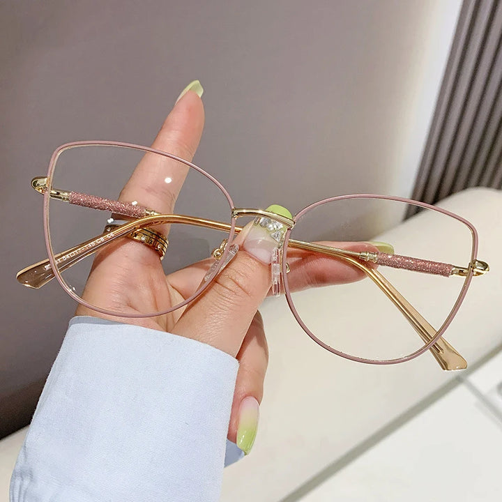 Vicky Women's Full Rim Square Cat Eye Alloy Reading Glasses 637140