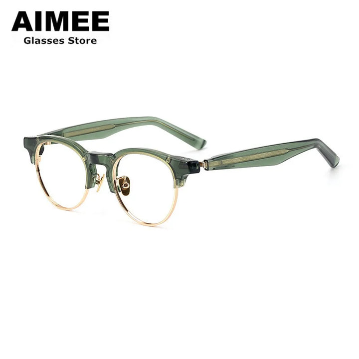 Aimee Unisex Full Rim Round Acetate Titanium Eyeglasses 9006 Full Rim Aimee   