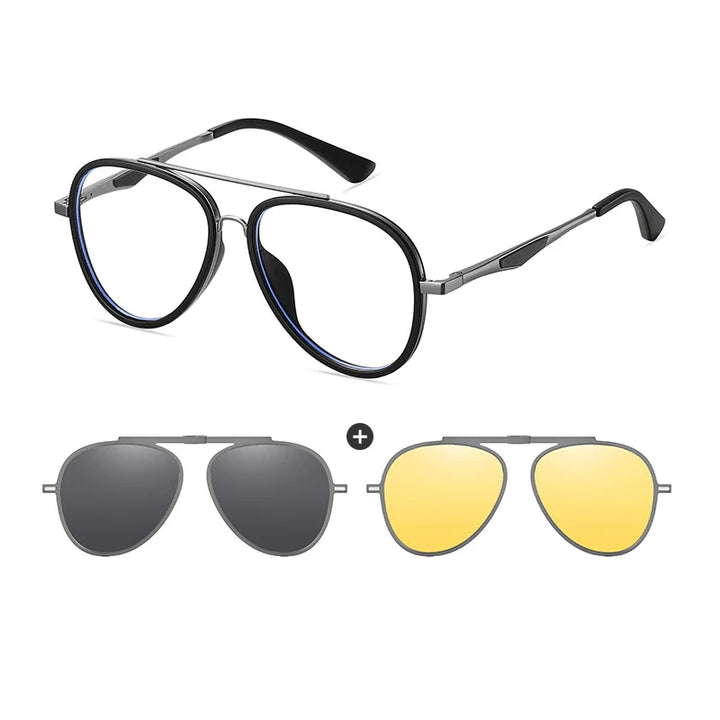 Vicky Women's Full Rim Oval Alloy Steel Eyeglasses Clip On Sunglasses 77052