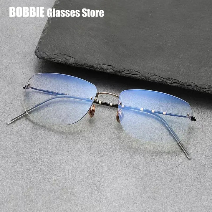 Bobbie Womens Rimless Square Titanium Eyeglasses 213000 — view 1 | Bobbie at FuzWeb