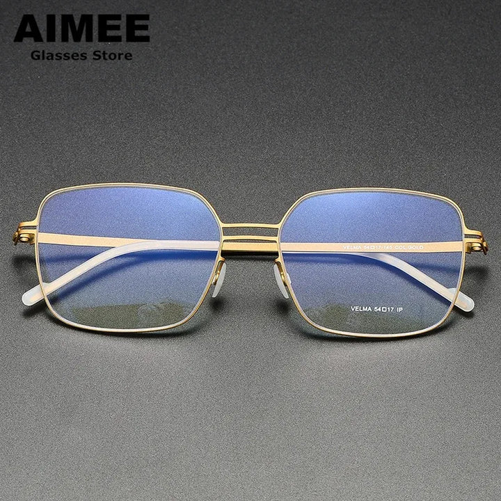 Aimee Women's Full Rim Square Double Bridge Stainless Steel Eyeglasses 22511 Full Rim Aimee Golden  