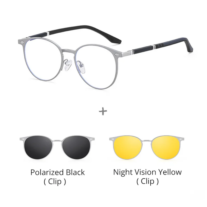 Ralferty Women's Full Rim Oval Mg Al Eyeglasses Clip On Sunglasses 517043