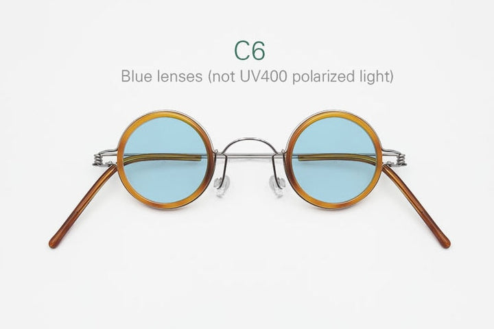 Yujo Unisex Full Rim Small Round Polarized Stainless Steel Sunglasses 32mm Sunglasses Yujo C6 China 